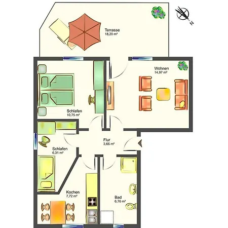 Апартаменты Waldsiedlung Waldhaus App 2.1 Корсвандт